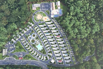 create 3d landscape design, estate walkthrough video, 3d site plan and parking