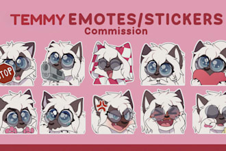 draw cute furry emotes, discord and telegram stickers for your furry character