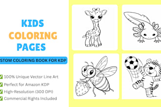 design cute animal coloring book pages for amazon KDP