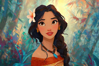 draw a cute disney cartoon portrait