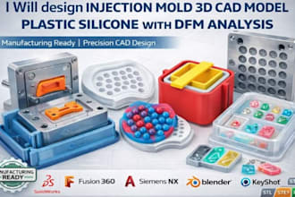design injection mold 3d cad model plastic silicone with dfm analysis