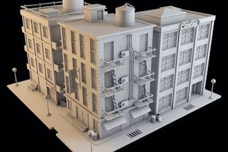 create 3d terrain building, ruins model,3d terrain props,landscape design,castle