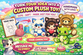 create handmade custom plush toy stuffed animals crochet kawaii