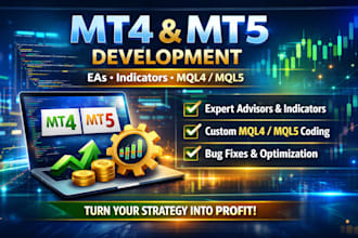 develop mt4 mt5 expert advisor, trading bot, indicator and fix mql4, mql5