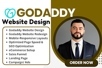 develop godaddy website, godaddy redesign, ecommerce godaddy, landing page, SEO