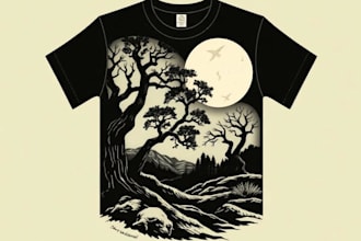 design linocut or cartoon illustration for t shirts