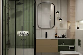 do interior design and rendering of bathroom