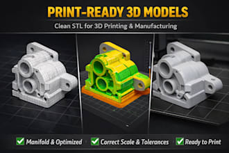create print ready 3d models, clean stl file for 3d printing