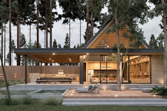 elevate log cabin interior, luxury livingroom,d5 home decor, cgi exterior views