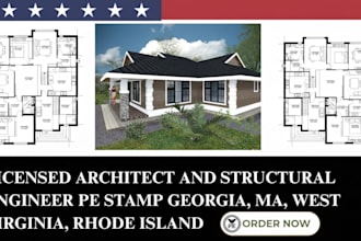 licensed architect and structural engineer pe stamp georgia, ma, wv rhode island