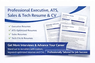 create professional executive resume ats resume sale resume tech resume and CV