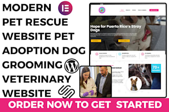 build modern pet rescue website pet adoption dog grooming veterinary website