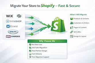 migrate clone copy ekm wix shift4shop ecwid squarespace website to shopify