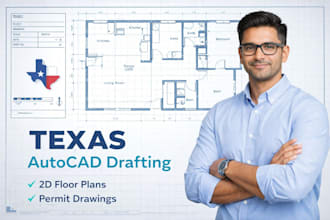 do texas autocad drafting, 2d floor plans and permit drawing