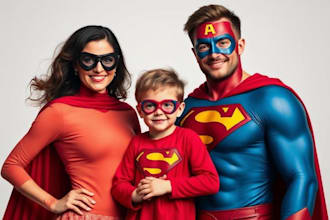 make a family superhero portraits for you