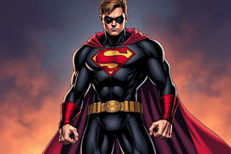 design a custom comic style superhero portrait