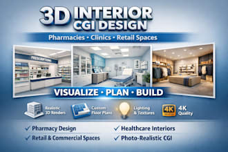 build 3d pharmacy interior commercial cgi and healthcare space