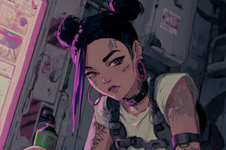 design anime character , cyberpunk character