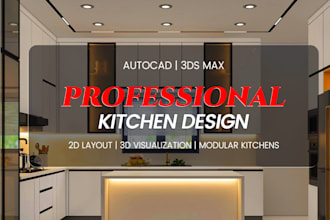 design a professional kitchen using autocad, 3ds max