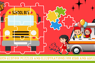 design custom puzzles illustrations for kids and adults