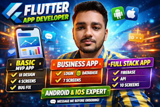 develop flutter mobile app for android and ios full stack