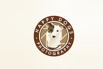 create a unique illustration happy dogs logo