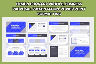 design company profile, business proposal presentation, powepoint formatting