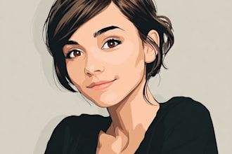 draw vector cartoon portrait and cute cartoon portrait