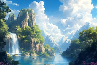 create fantasy landscape illustrations