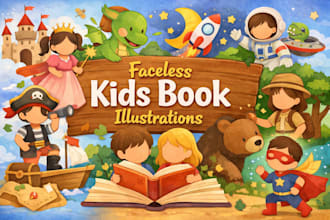 make illustration for kids story book with faceless style