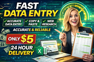 do accurate data entry, copy paste and web research