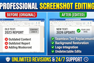 change or replace text, add logo, and editing any screenshot image