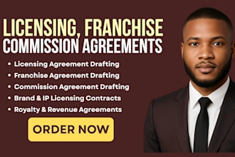 draft licensing, franchise and commission agreements for commercial use
