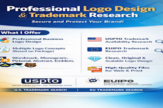 do professional business logo design trademark research USA uspto attorney US eu