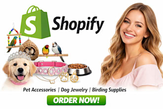 shopify dog jewelry birding pet food care accessories dropshipping website store