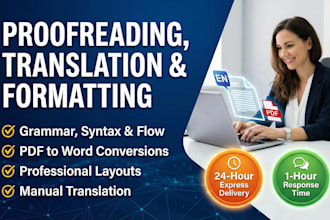 professionally proofread, translate, and format your english text or PDF