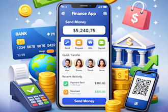 develop virtual bank app, money transfer app, p2p payment app, fintech app