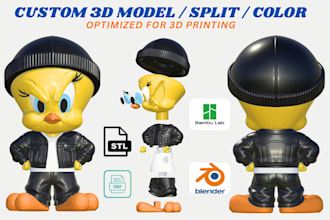 color 3d model convert 2d to 3d stl or 3mf, repair split stl for printing