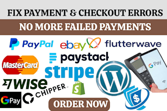 fix payment and checkout errors, integrate stripe, paypal fast