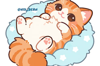 draw cute chibi animals and food for you