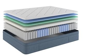 create mattress, duvet, pillow 3d rendering, exploded view