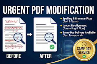fix grammar, spelling errors, editable text, and document alignment in PDF