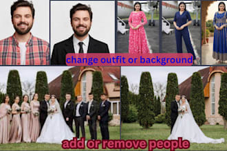 do outfit replacement, change background and clothes