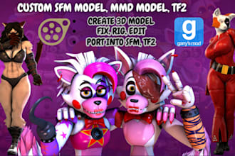 port, edit, create sfm model, gmod playermodel, tf2 model, l4d2 model, fnaf mmd