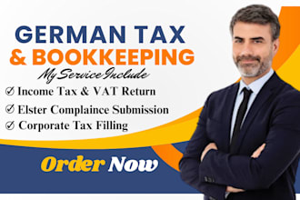 do german bookkeeping, income tax, vat, corporate tax return filings via elster