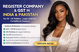 register company and gst in india pakistan with tax id US mailbox, legal address