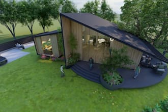 modular office cabin design,prefabricated commercial building,exterior rendering