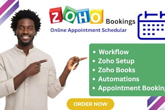 setup zoho booking, thrive, emails, automate workflows