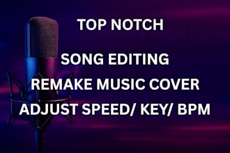 recreate, edit change song lyrics, remake music cover adjust song bpm key speed