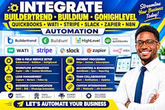 integrate buildium buildertrend gohighlevel quickbooks wati stripe slack zap n8n